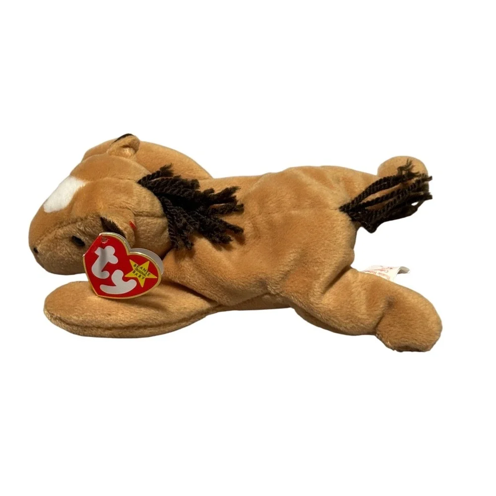 Ty Beanie Babies Derby the Horse 1995 Vintage Plush Tan Brown Yarn Mane - Picture 5 of 7